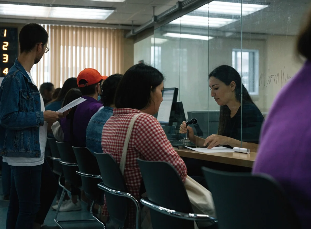 Atención al público en una oficina de registro municipal española