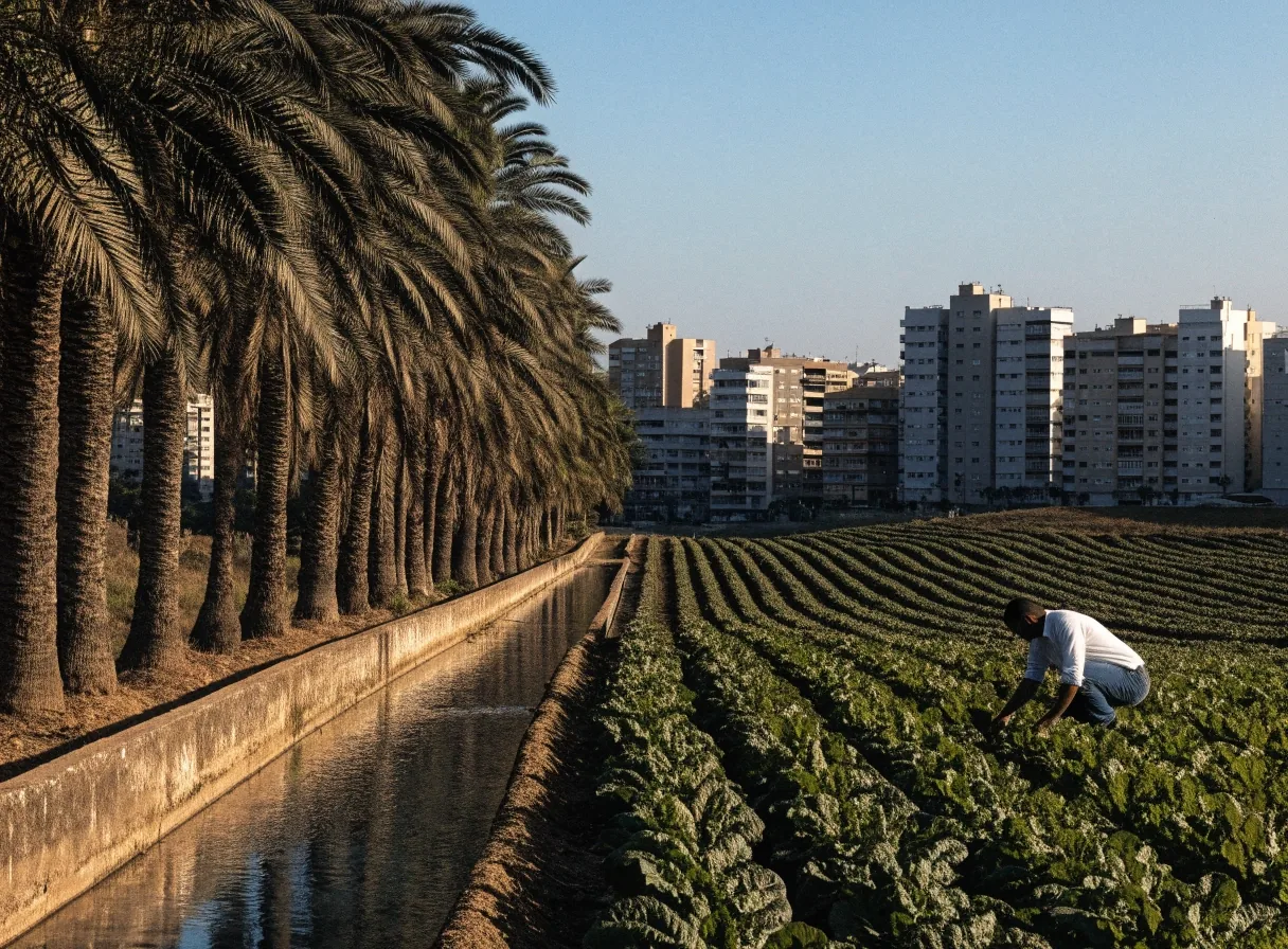 Huerta y ensanche residencial en el borde norte del área metropolitana de Valencia